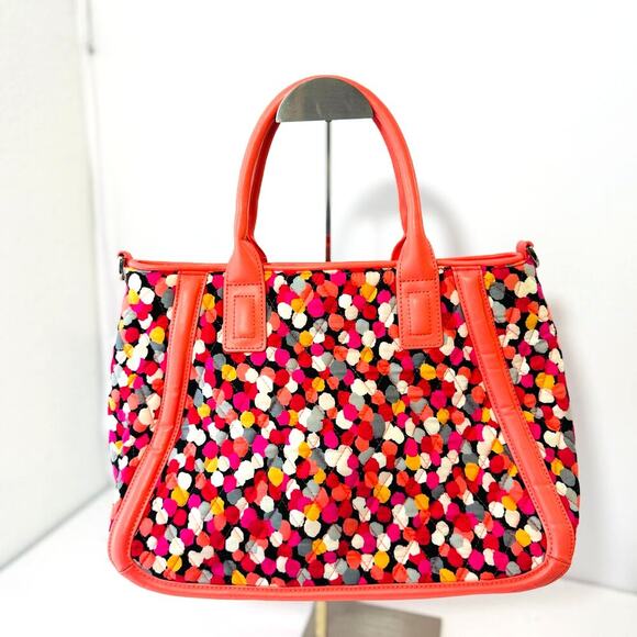 Vera Bradley Handbag Quilted Tote Satchel Multicolor Dots Coral Colorful Colors - Picture 2 of 5